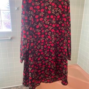 Long sleeve shirt dress with floral pattern